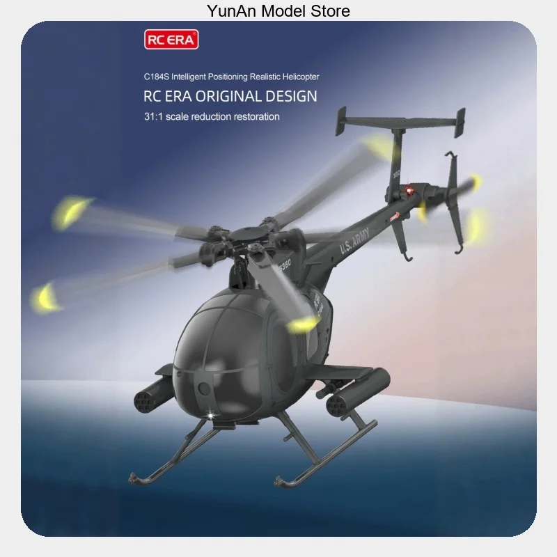 RC ERA C184S 6CH Brushless RC Helicopter MD500-Style Flybarless with Optical Flow & Altitude Hold RTF