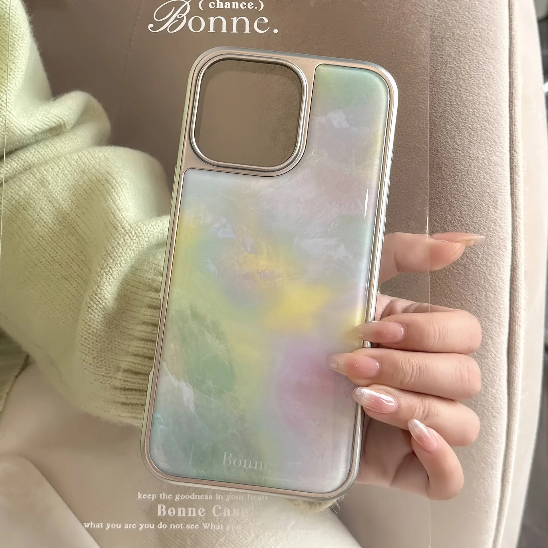 Luxuriöse Handyhülle mit Farbverlauf, Marmormuster, Tropfenkleberbeschichtung für iPhone 17, Air 16, 15, 14, 13, 12, Pro Max, stoßfeste Schutzhülle