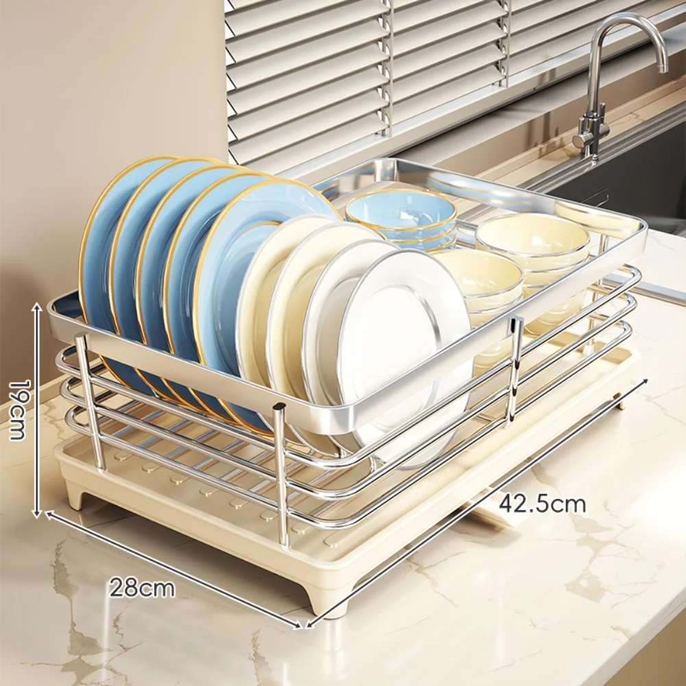 Dish Rack Utensil Holder Sink Organizer Detachable Components Removable PP Cutlery Holder Detachable Draining Tray
