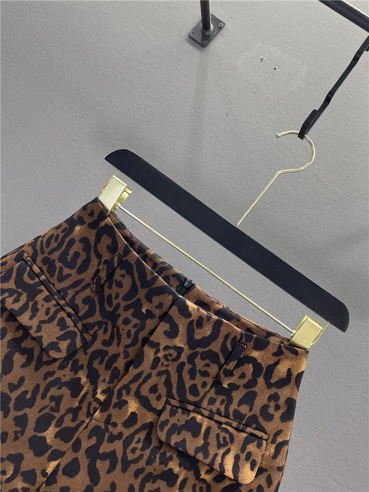 Retro American Leopard Print High Waist Casual Shorts Women's Outerwear A-Line Wide Leg Pants Hot Shorts Summer 2026