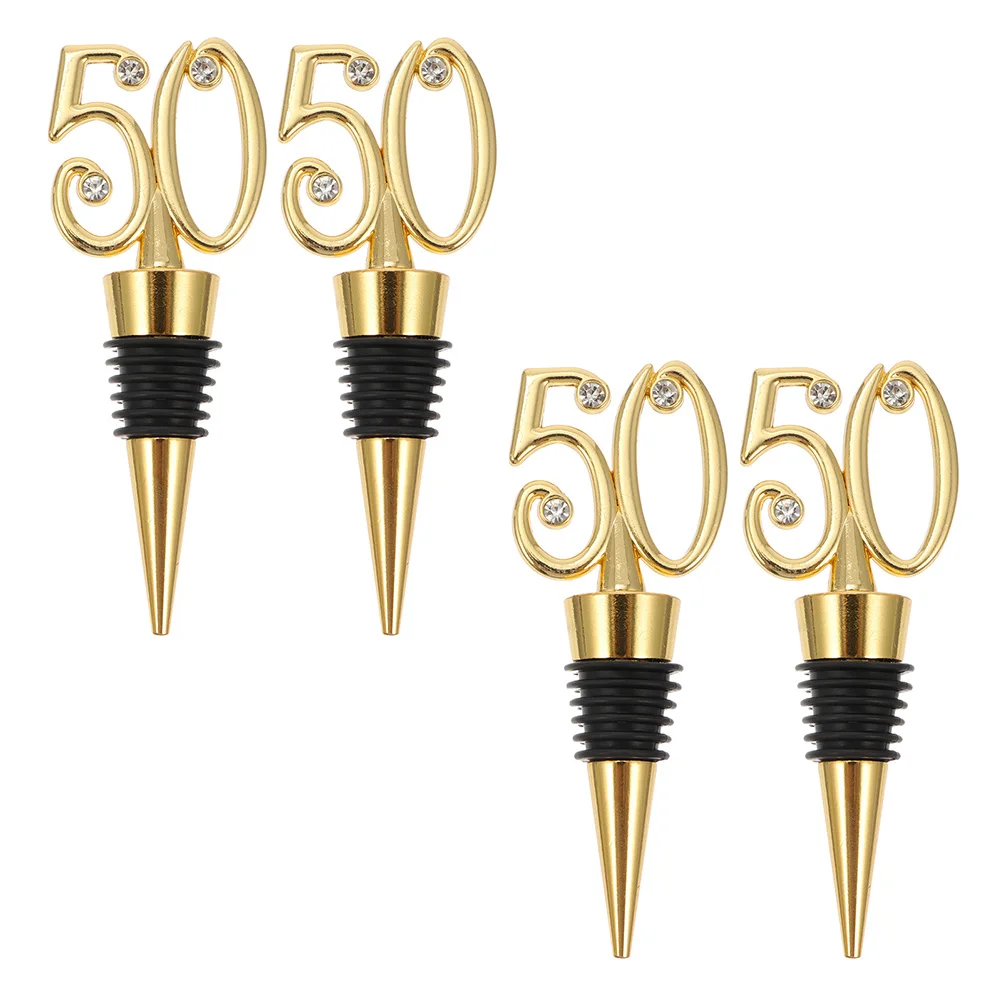 

4 Pcs Birthday Bottle Stoppers Airtight Sealing Plug Silica Gel Stopper Beer Drinks Preservation Party Wedding