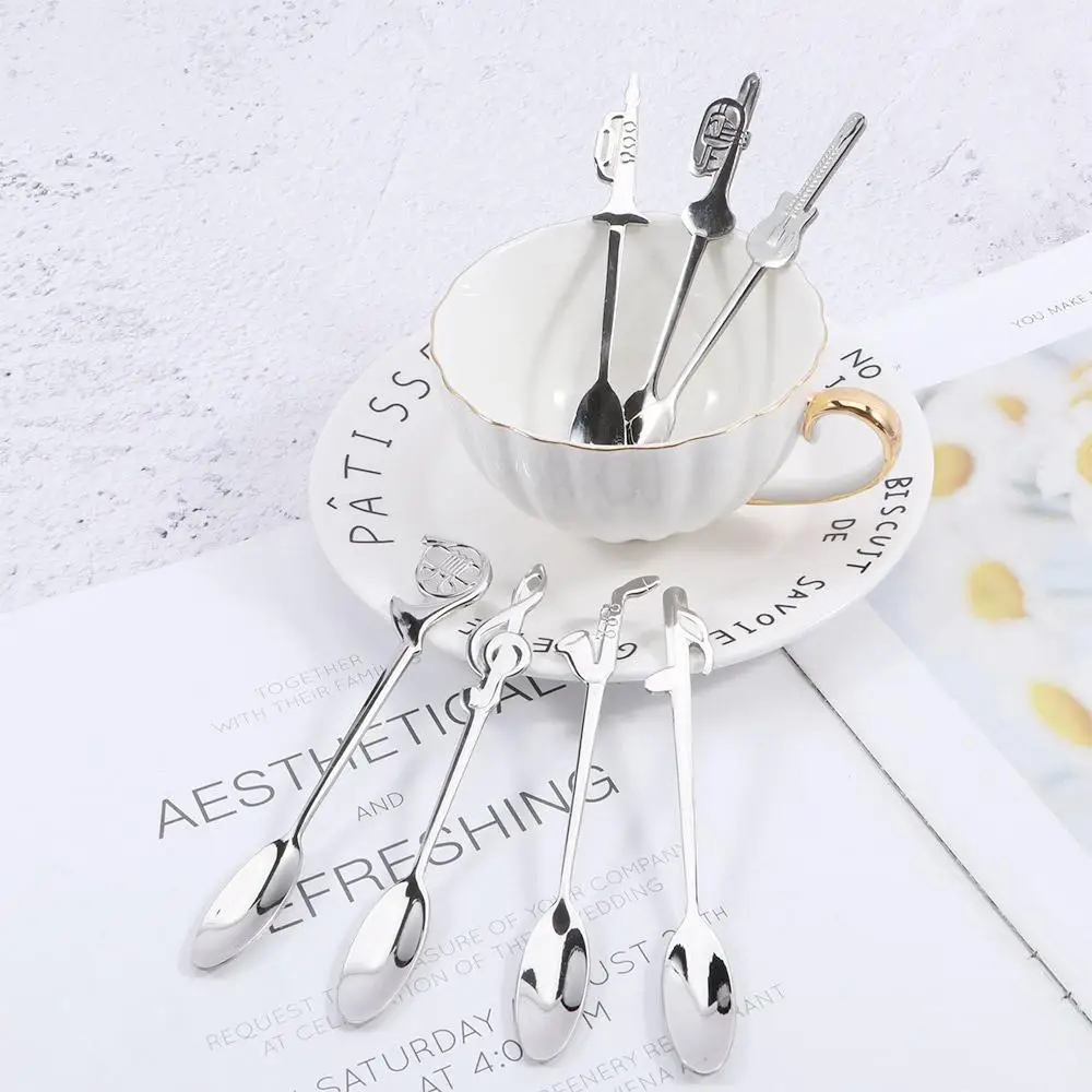 Long Handle Music Symbol Drinking Tools Dining Bar Coffee Spoon Flatware Teaspoon Tableware