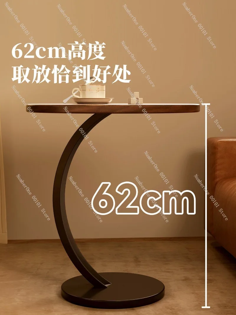 Walnut Round Side Table, Small Coffee Table, Sofa Storage Cabinet, Mini Living Room Corner Table, Bedside Storage Table Home Use