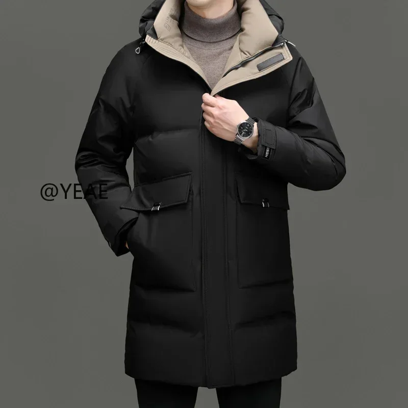 

COZOK Hooded Jackets Long Padded Men Designer Clothes 's Luxury Down 's Male Cold Coat for Winter