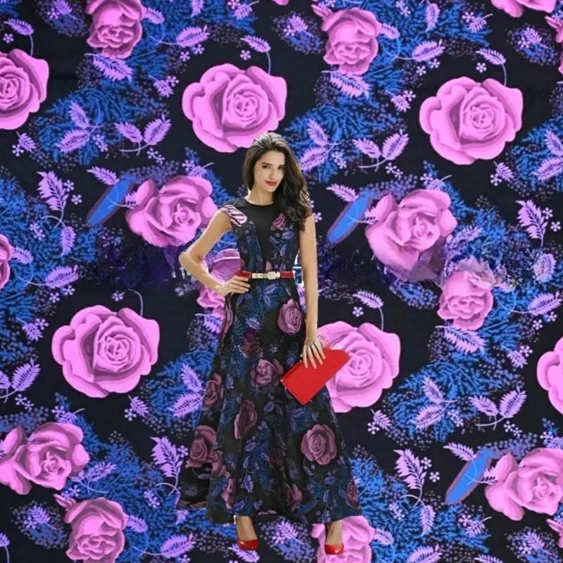 

Yarn Dyed Brocade Jacquard Fabric Rose Dark Grain Dress Trench Coat Brand Fashion Design Sew Wholesale Material Cloth by Meter