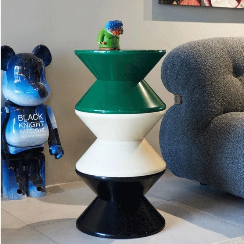 Modern Nordic style cream stackable footstool and creative hourglass plastic footstool for living