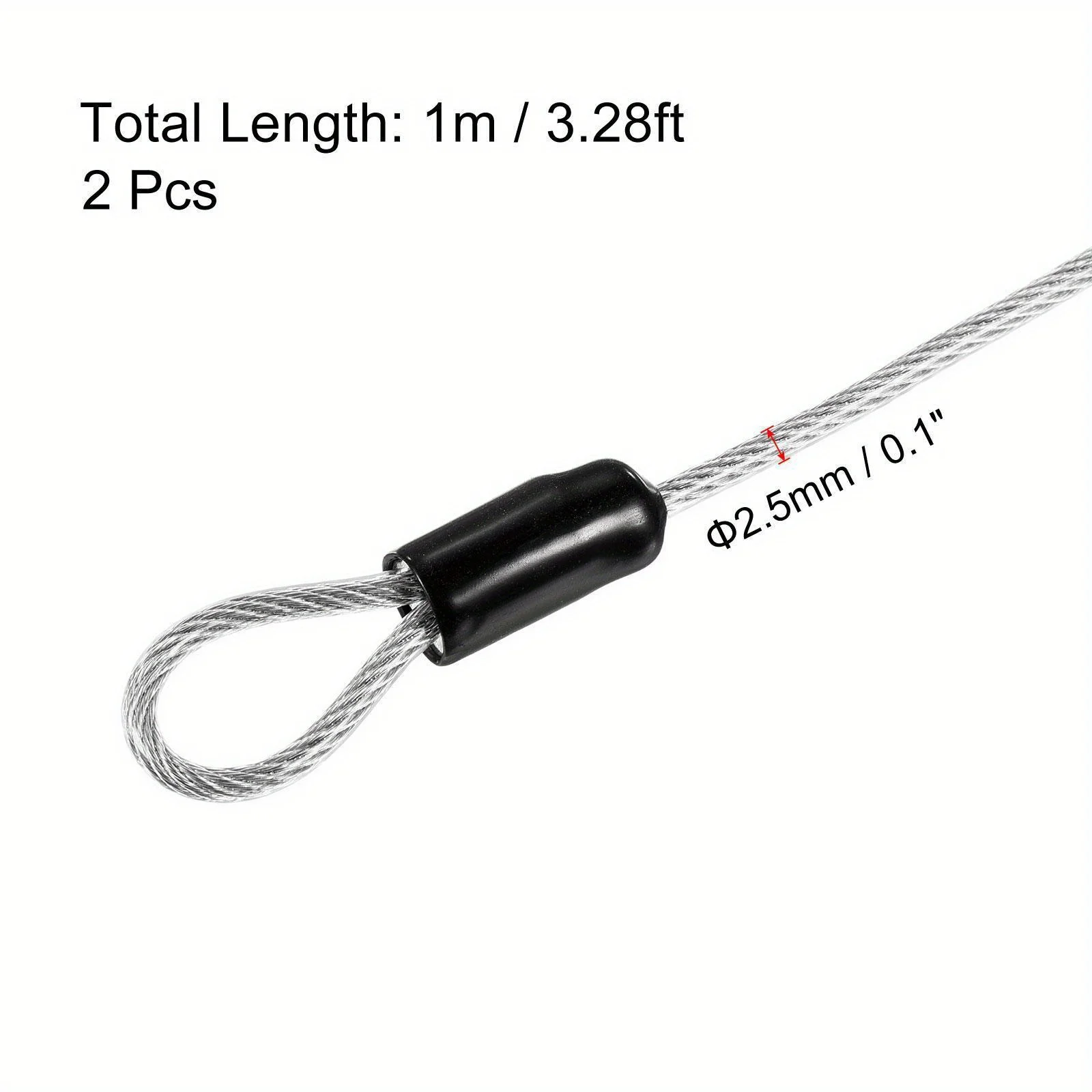 2pcs 2.5mmx1m Security Steel Cable Coated Luggage Lock Rope Transparent Anti-Theft Cable Locks for Luggage, Outdoor Travel