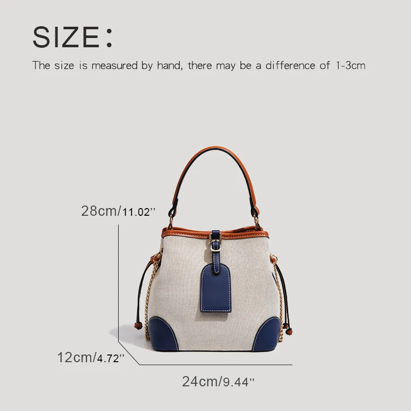 England Style Canvas Bucket bags For Women Luxury Designer Handbags Purses 2024 New In Vintage Chains With Inner Pocket Shoulder