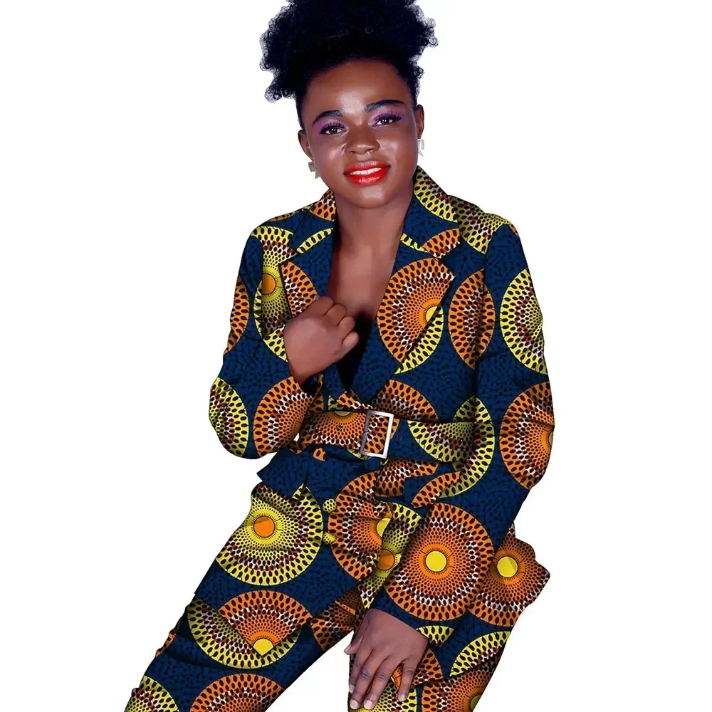 الأفريقية طباعة السترة وسراويل مجموعات للنساء الثراء Dashiki التقليدية الأفريقية 2 قطعة السراويل مجموعات النساء الدعاوى الملابس FH033 #4