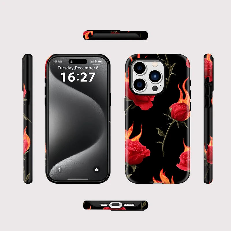 Fcicicase حافظة هاتف شحن لاسلكي ناعم لهاتف آيفون 15 16 برو ماكس 11 12 13 14 Plus 17 زهرة مغناطيسية هوائية لتغطية Magsafe