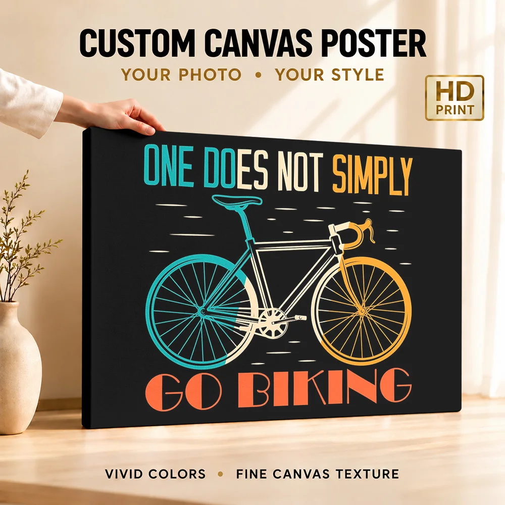 One Does Not Simply Go Biking Quote Gallery Wrapped Canvas Print Customized Photo Bicycle Typography Wall Art For Home Office