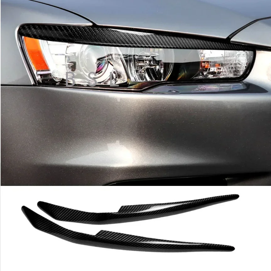 

carbon fiber cilia eyelash molding decoration car styling tuning Eyebrows on headlights for Mitsubishi Lancer X 2008-2014