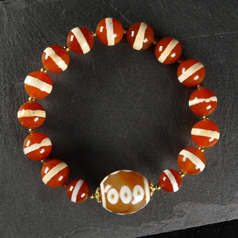 Natural Tibetan Ten Eye Dzi Agate Bracelet For Men And Women 17 By 15 Mm Approx Medicine Buddha Bead Lucky Fortune Blessing Pray