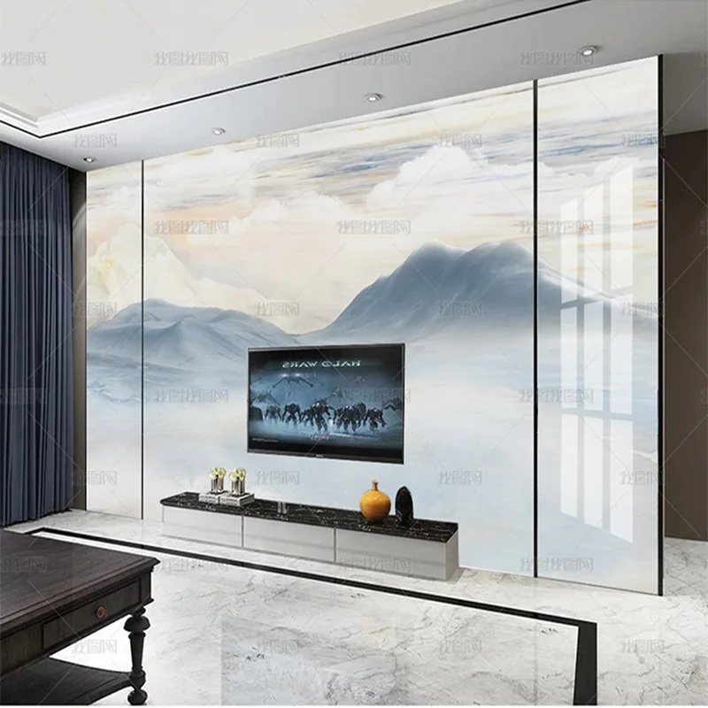 custom 3D new Chinese landscape wallpaper marbling sofa TV living room bedroom background wall mural dining room 8d waterproof