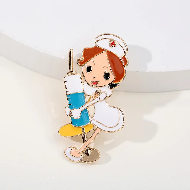 Cute Cartoon Nurse Syringe Stethoscope Microscope Enamel Brooch Jewelry Pins for Doctor Nurse Student Lapel Backpack Jewelry