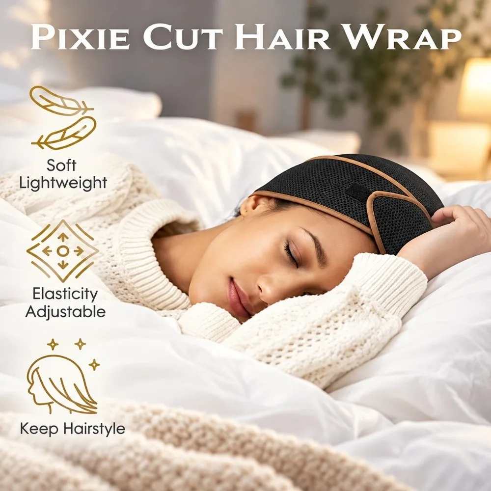 2-in-1 Design Anti-Slip Hair Wrap Adjustable Anti-Slip Pixie Cut Hair Cap Comfortable Snug Fit Mesh Durag Cap Nighttime Routine