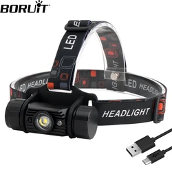 BORUiT RJ-020 LED indukcyjna latarka czołowa 1000 lm reflektor z czujnikiem ruchu 18650 latarka czołowa z możliwością ładowania Camping latarka myśliwska