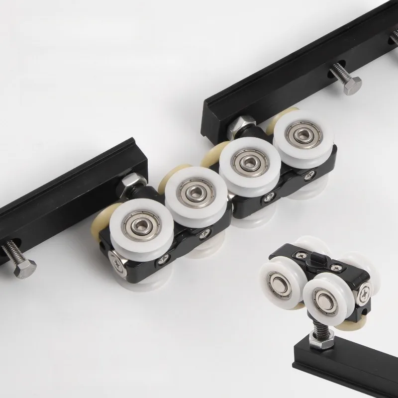 Multi-door folding partition linkage sliding door hardware hidden no floor rail triple folding damping buffer slide rail