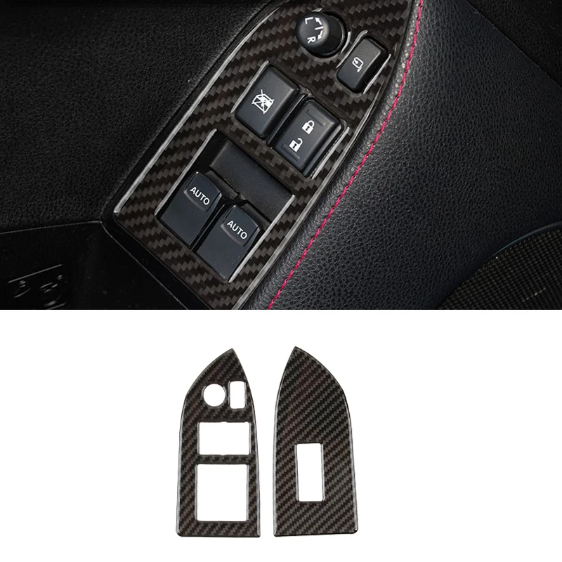 

For Toyota 86 Subaru BRZ 2013 2014 2015 2016 2017 LHD/RHD 2pcs Carbon Fiber Window Lift Switch Button Mouldings Cover Trim