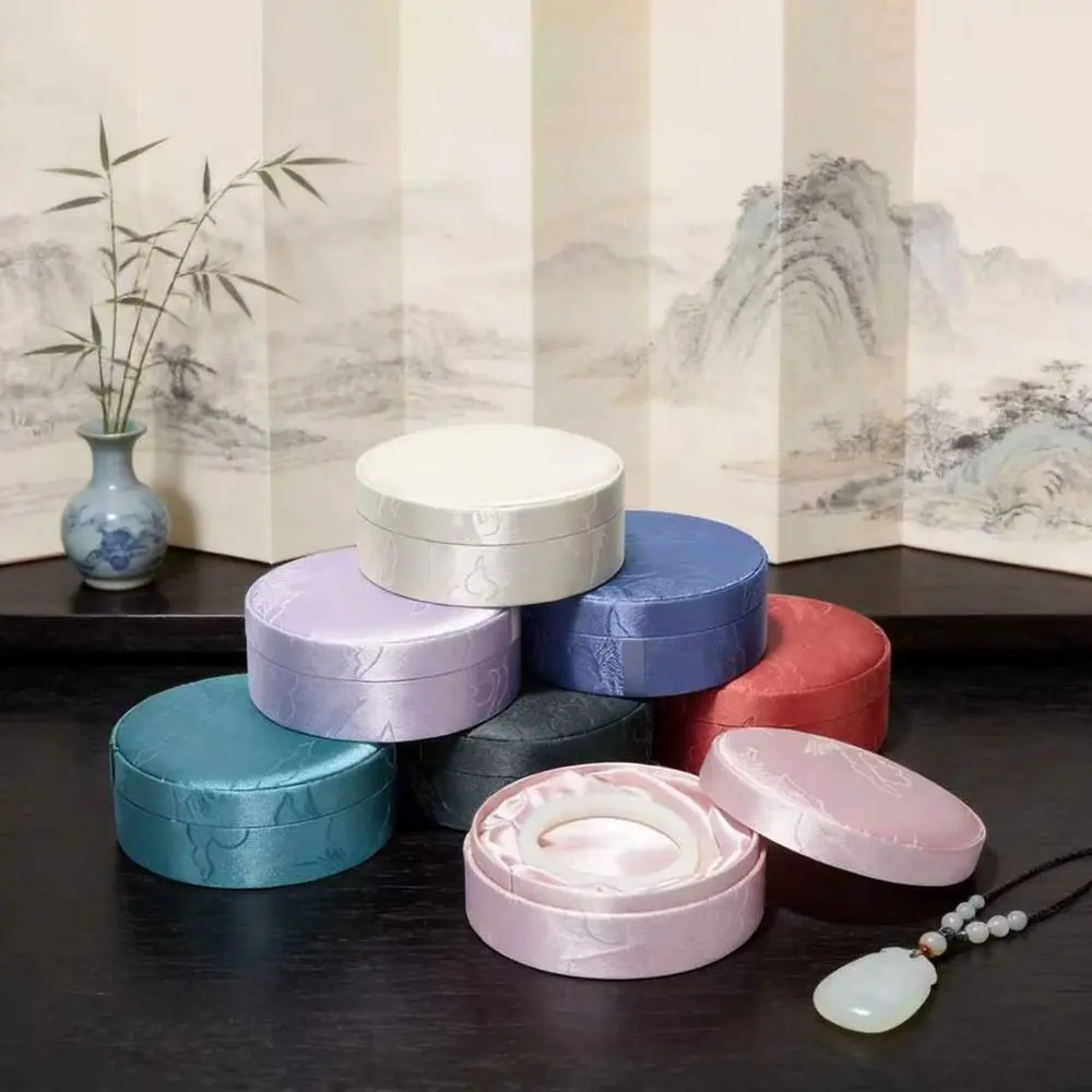 Soft Lined Embroidered Jewelry Box Beaded Design Satin Material Brocade Jewelry Box Exquisite Embellished Colorful Pattern