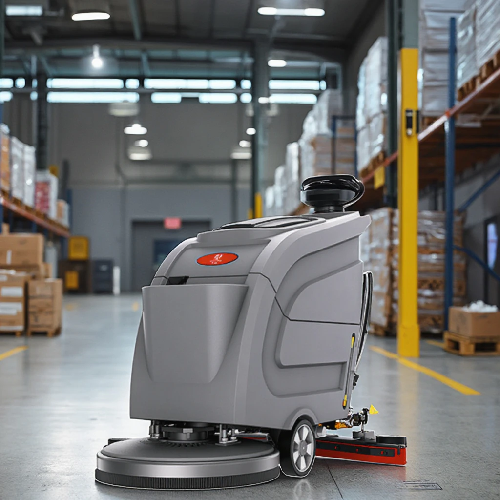 Industrial Heavy Duty Walk Behind Floor Scrubber Dryer Powered Large Tank Cleaning Machine for Warehouse