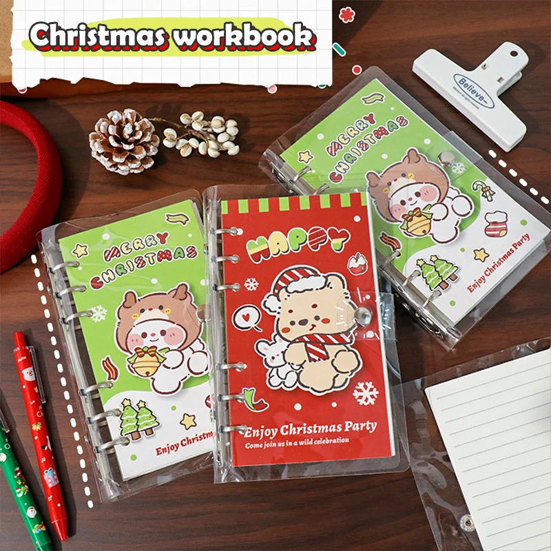 Criativo bonito mini livro de mão de folhas soltas dos desenhos animados natal destacável bloco de notas estudante caderno portátil kawaii material escolar