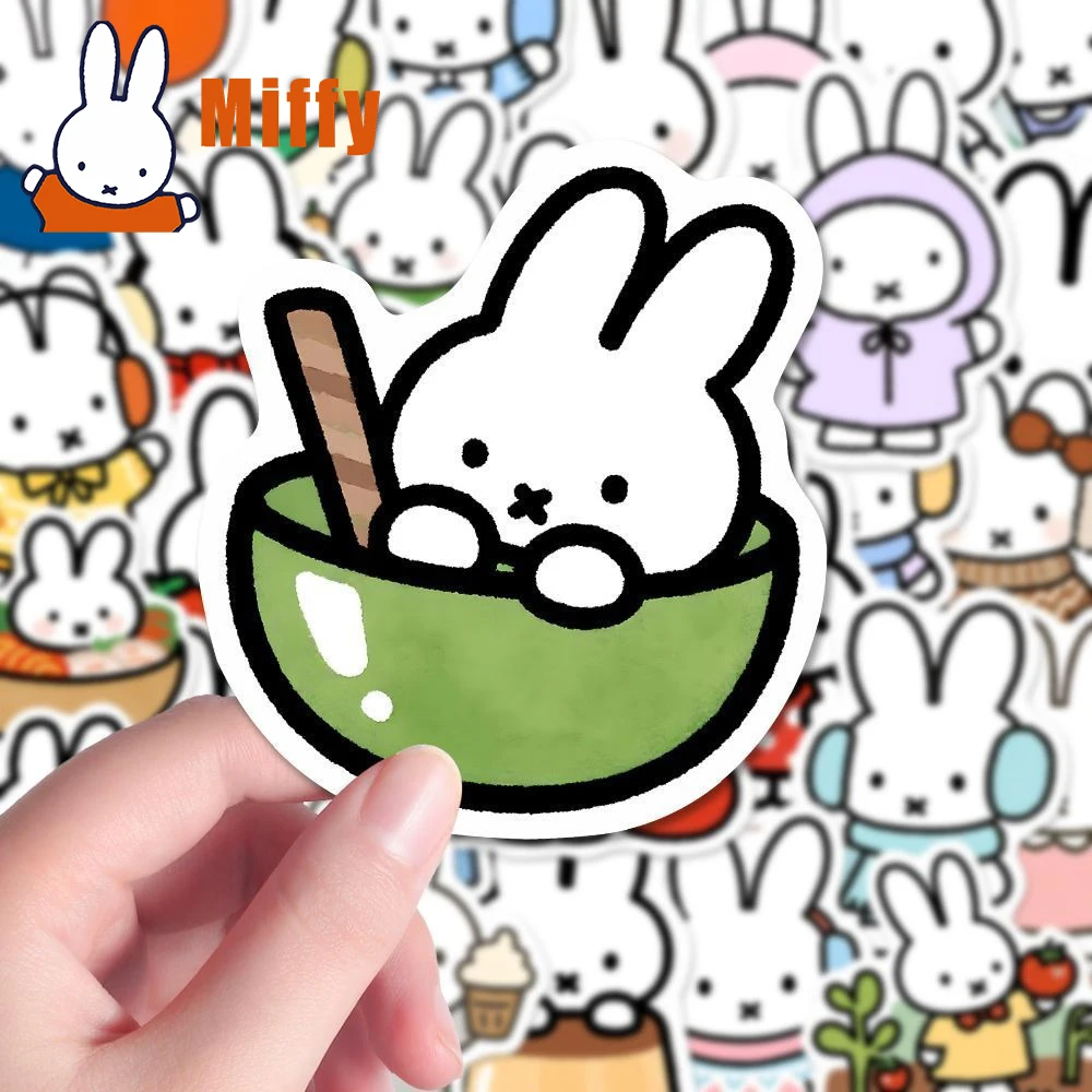 

240 шт. Kawaii Miffy кролик наклейка милый мультфильм цветная печать эстетический водостойкий ноутбук декор для скрапбукинга подарок для девочки