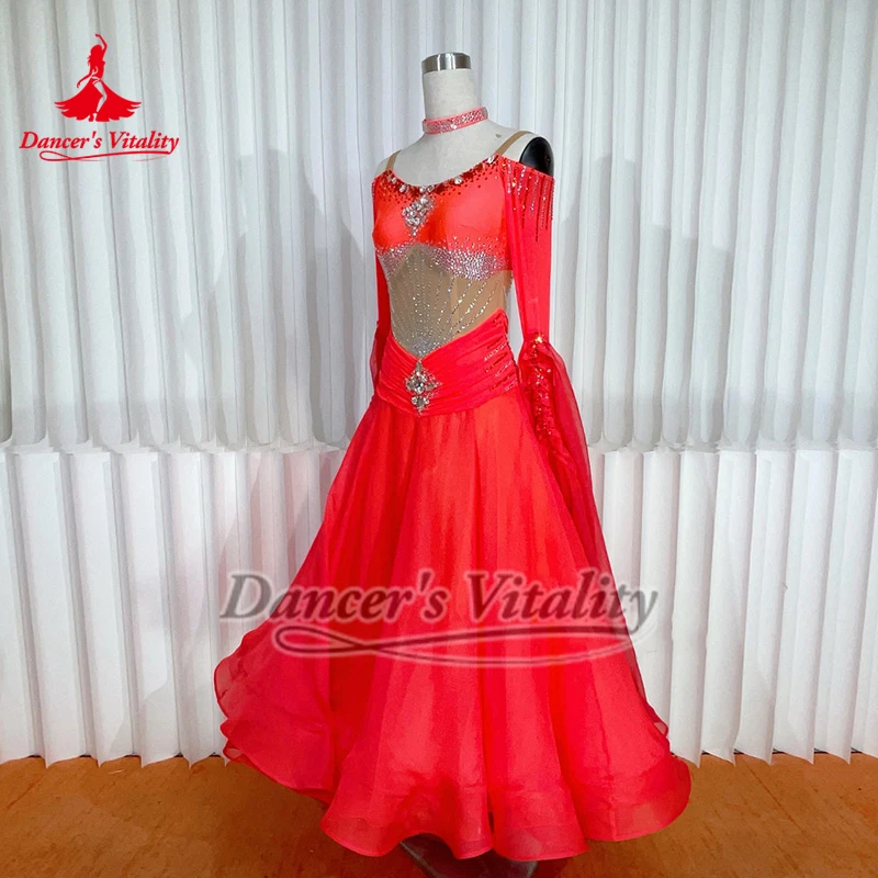 Standard Social Dance Luxurious AB Stones Big Swing Dresses High-end Customize Waltz Tango Perform and Competition Clothing