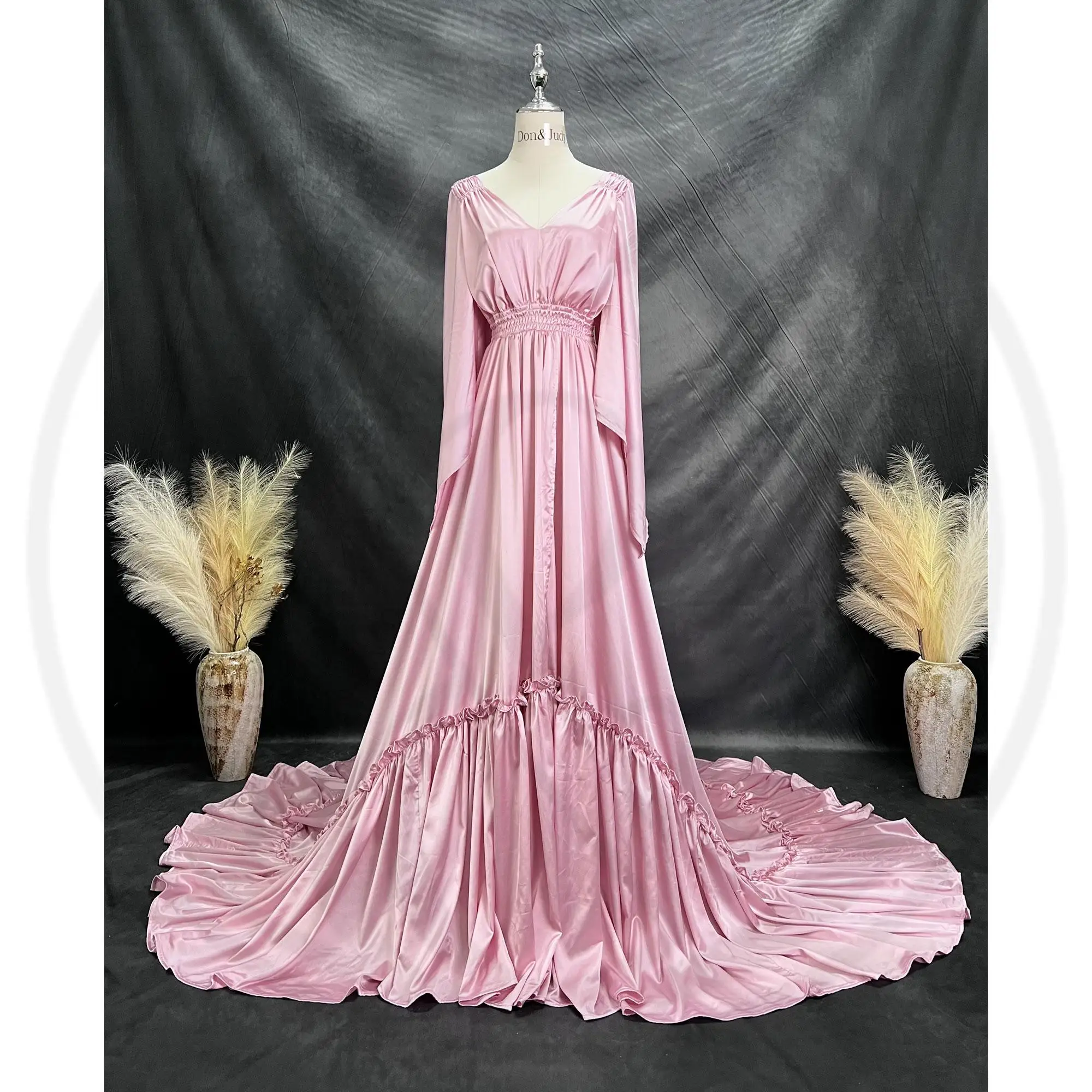 

Женское платье Don & Judy для фотографии, элегантное платье с v-образным вырезом и длинными рукавами, одежда для свадебной фотосессии