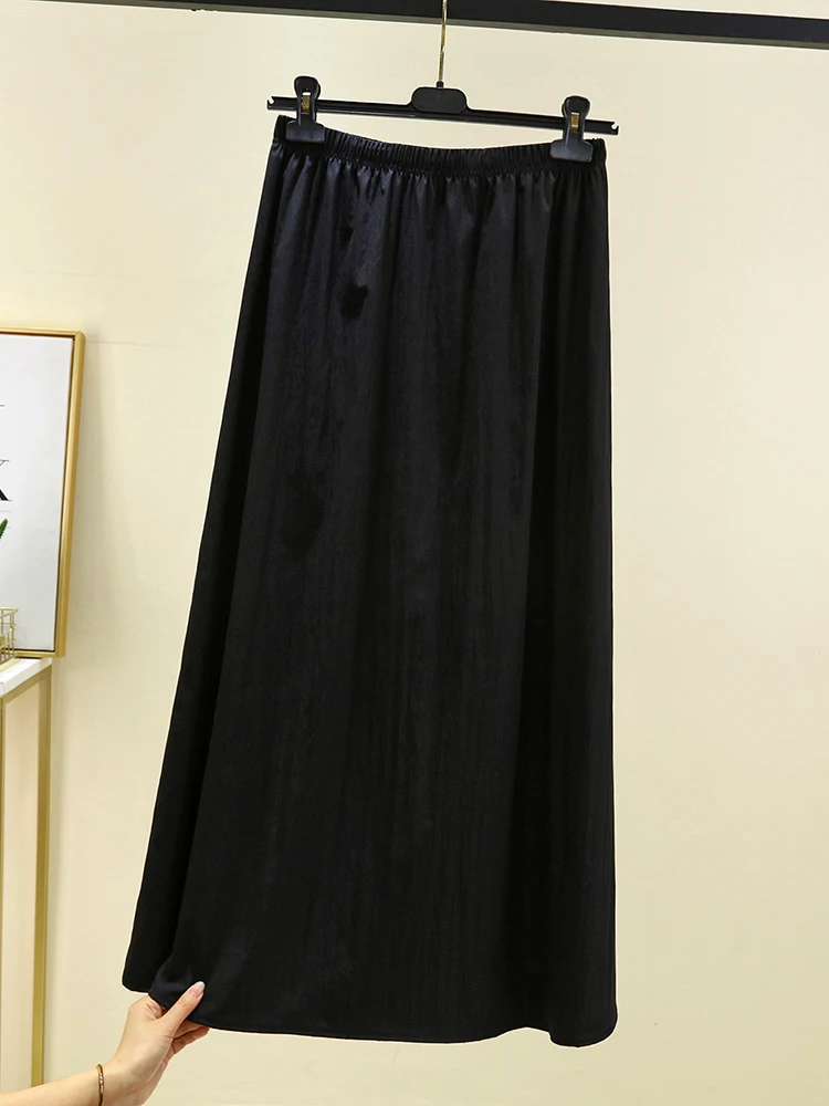 Modal Long Skirt Women's Summer Thin A-Line Midi Dr Loose Slimming Bla Pure Color Ankle-Length Casual Skirts