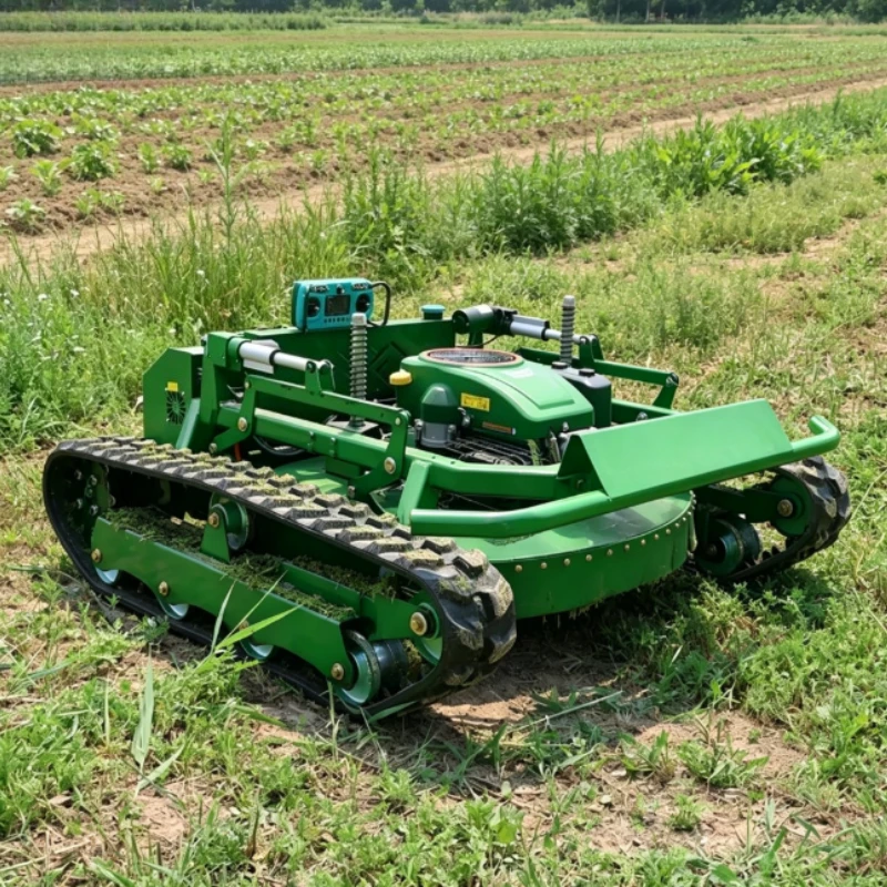 Wireless Remote Control Tracked Lawn Mower Rubber Crawler Grass Mowing Robot For Park Farm Grass Removal