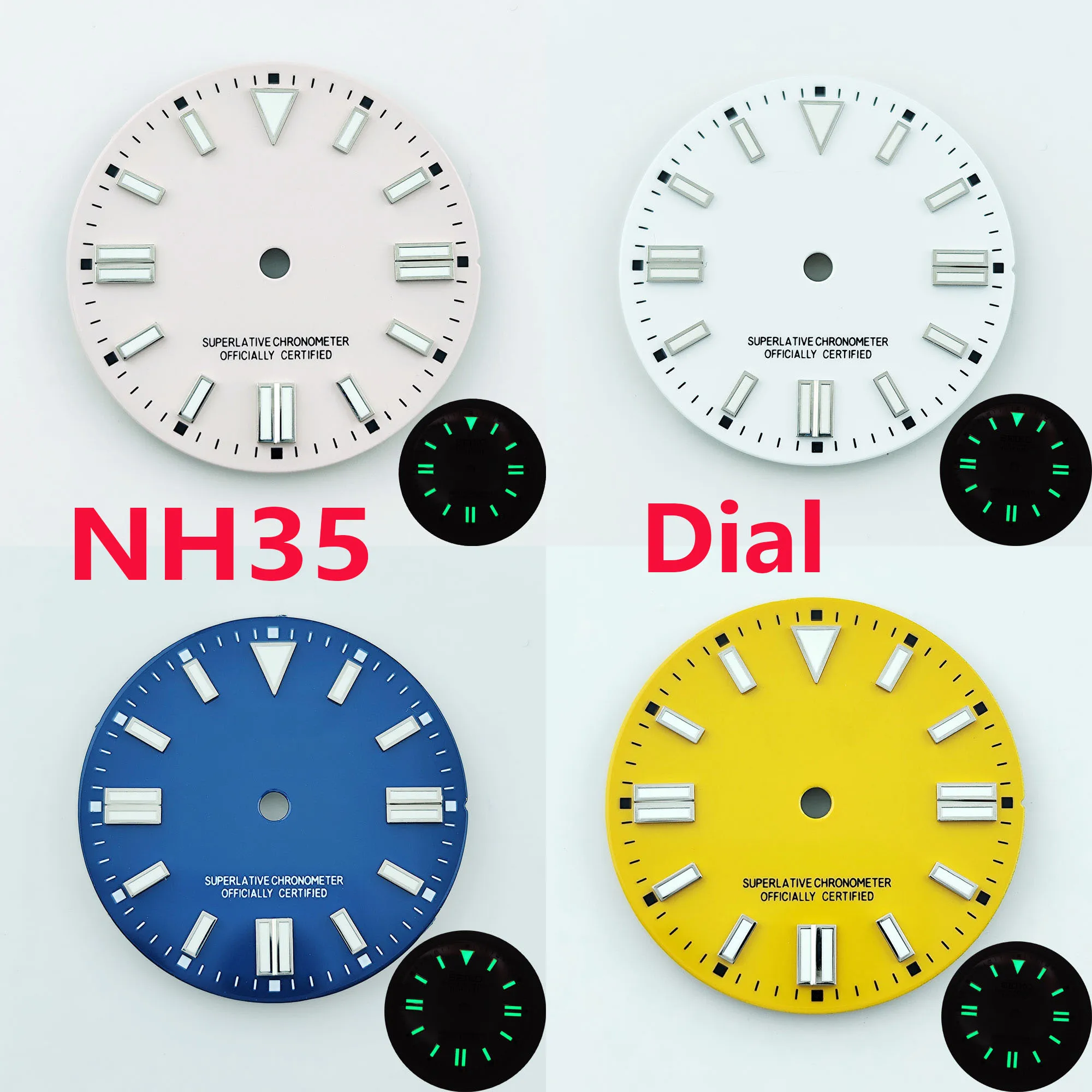 NH35 dial NH36 dial Watch dial S dial Green Luminous dial Suitable for NH35 NH36 movement watch accessories Watch repair tool