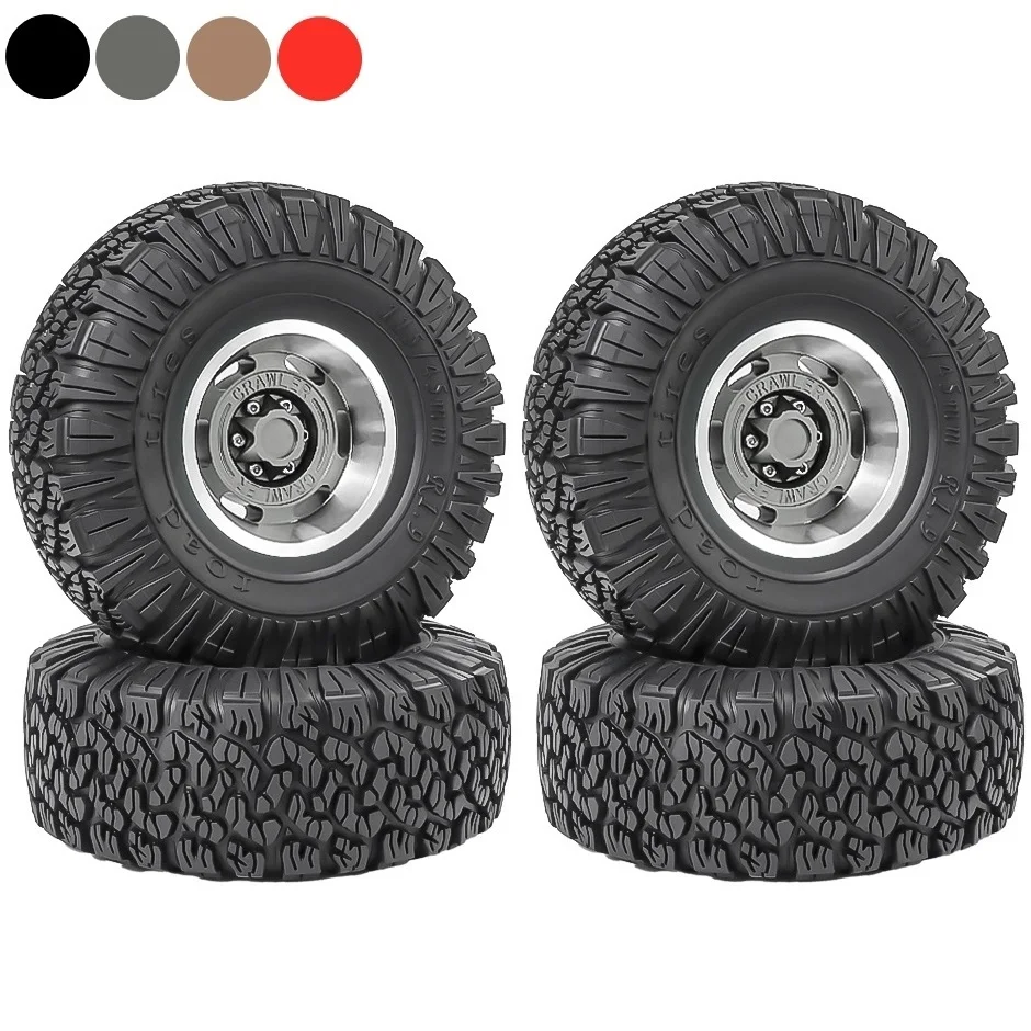 

4pcs 120mm 1.9" Metal Beadlock Wheel Rim Rubber Tire Set for 1/10 RC Crawler Car Traxxas TRX4 RC4WD D90 D110 Axial SCX10 MST