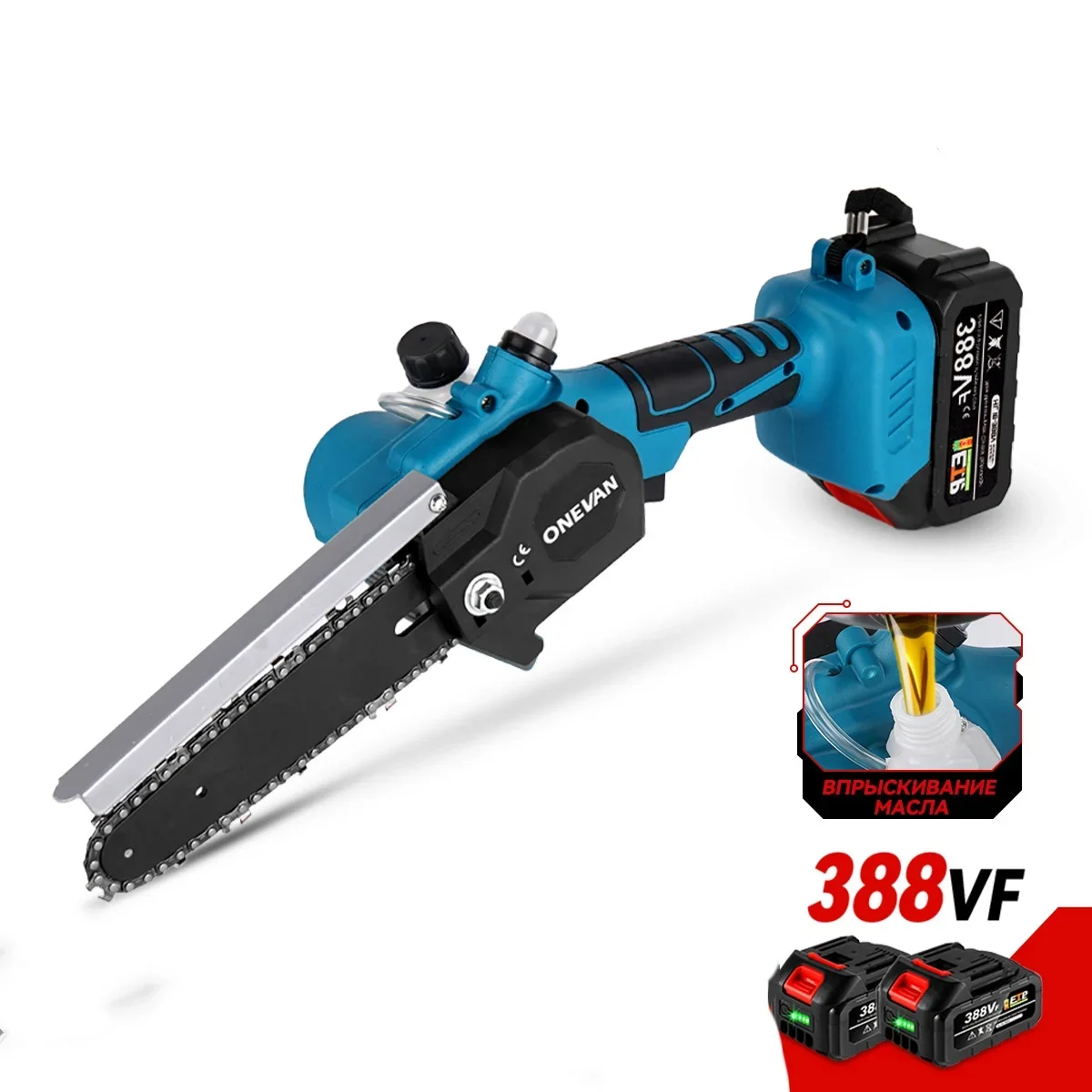 ONEVANs 6 inch Mini Chainsaw 3000W Brushless Electric Chainsaw Handled Wood Saw for Makitas Battery