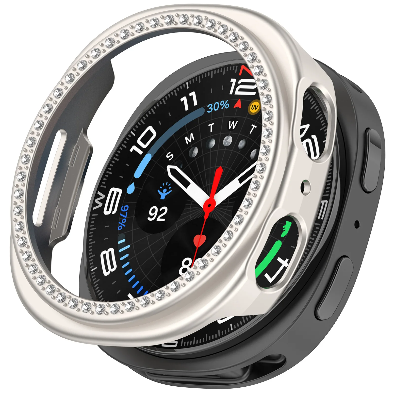 Bling Hollow Case for Samsung Galaxy Watch 8 9 44mm 40mm Diamond PC Hard Case for Watch 8 9 Hollow Protective Cover Accessories