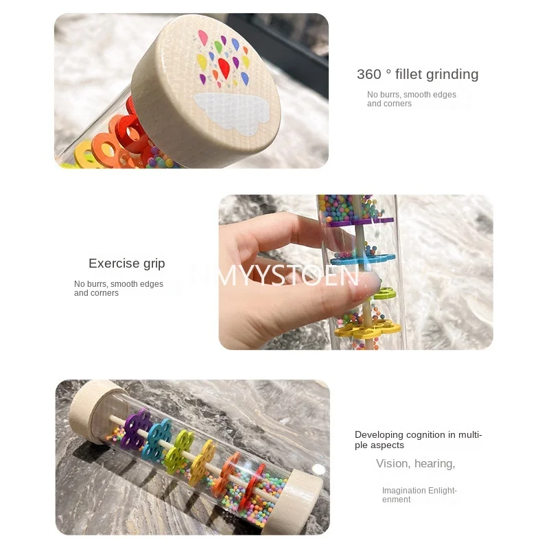 Baby Wooden Rain Sound Pipe Simulation Rain Sound Wooden Toy Gift Hourglass Fun Music Shaker Early Education Enlightenment Toy