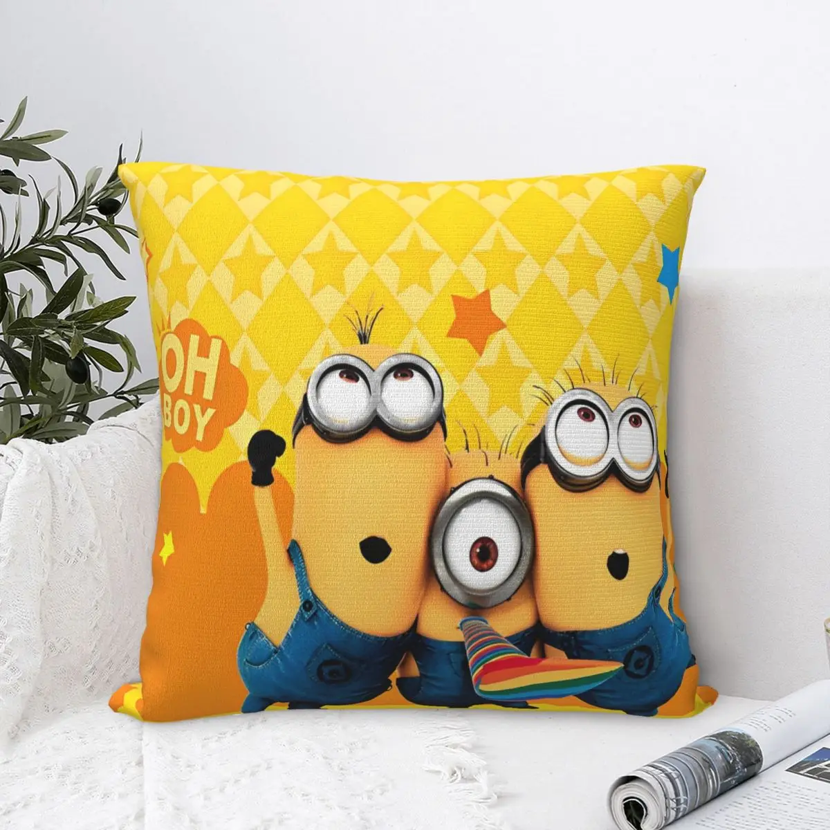 Minions Throw Pillow Cover Polyester Cushions for Sofa Cartoon Comedy Awesome Cushion Covers