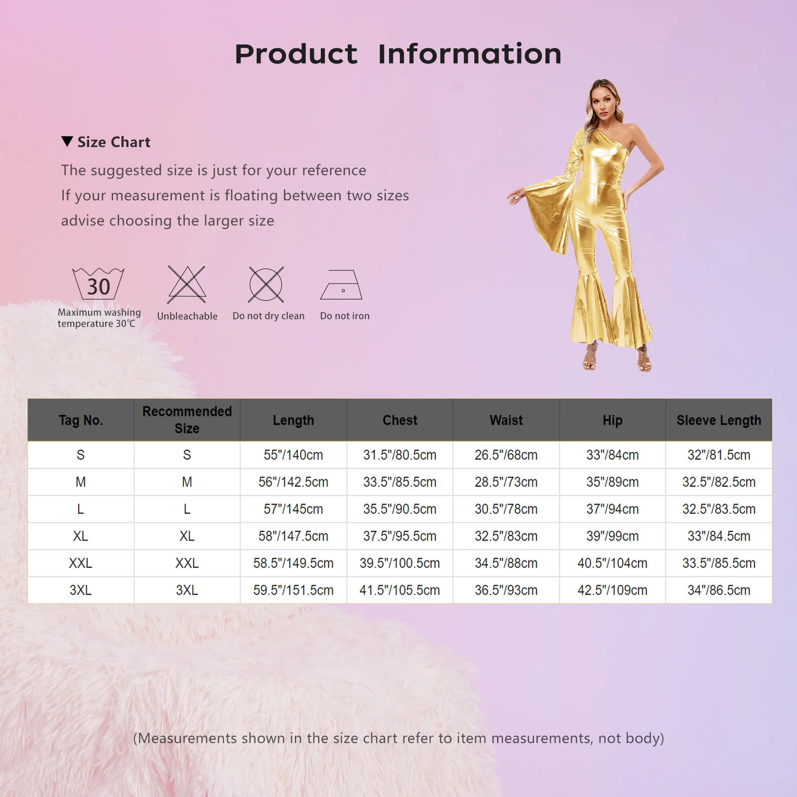 Women One Shoulder Flare Sleeve Bodysuit Holography Metallic Bell-Bottom Jumpsuit Carnival Jazz Dance Performance Party Clubwear