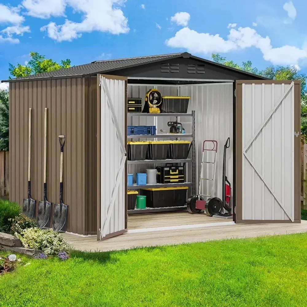 Sturdy 8x6 Outdoor Metal Storage Shed - Perfect for Tools, Bicycles, Gardening, and Lawn Care