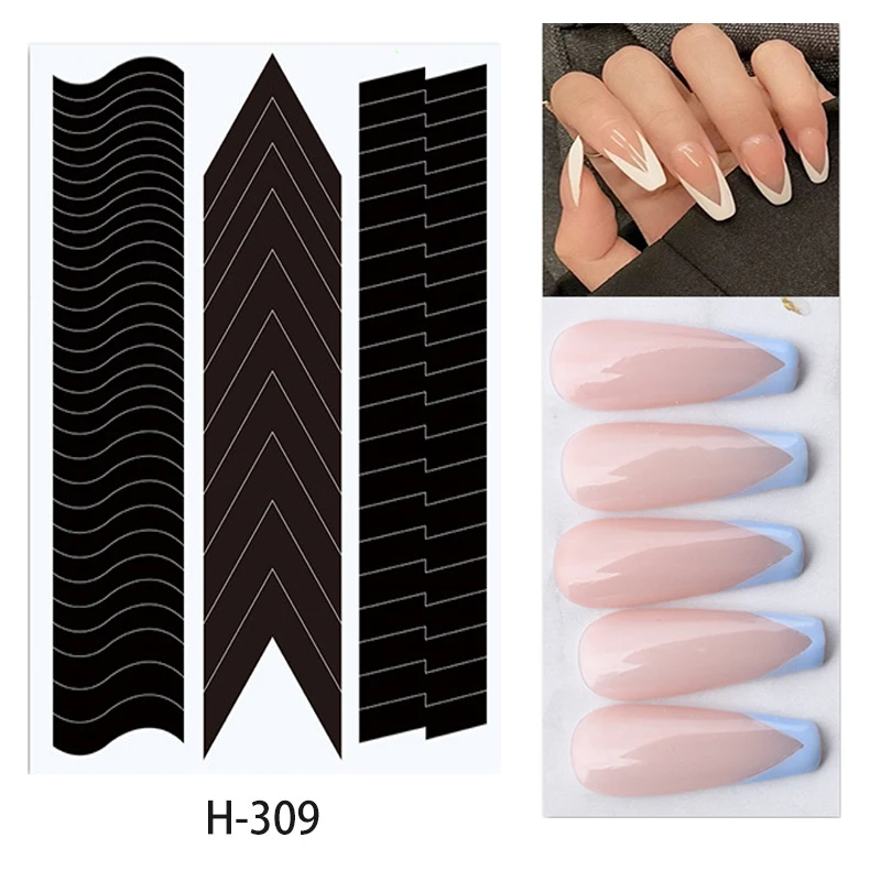 Adesivi per modelli di unghie francesi striscia per bordi delle unghie Wave Design French-style Manicure guide ausiliarie per punte delle unghie per strumenti per unghie Line