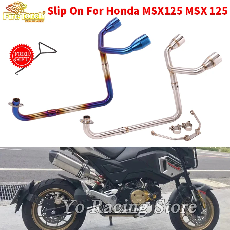 

Slip On For HONDA MSX125 MSX 125 Motorcycle Exhaust Escape Modifide Stainless Stee Front Link Pipe Connecting 51mm Muffler Moto