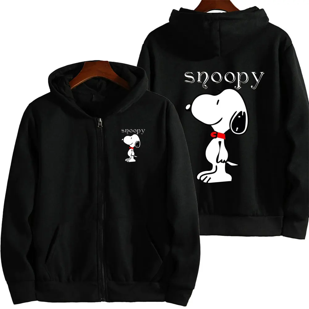 Snoopy Purple Cartoon Anime Men Zip Up Hoodie Spring Autumn Fashion Women Sweatshirt 2024 New Korean Style Couple Jacket Clothes