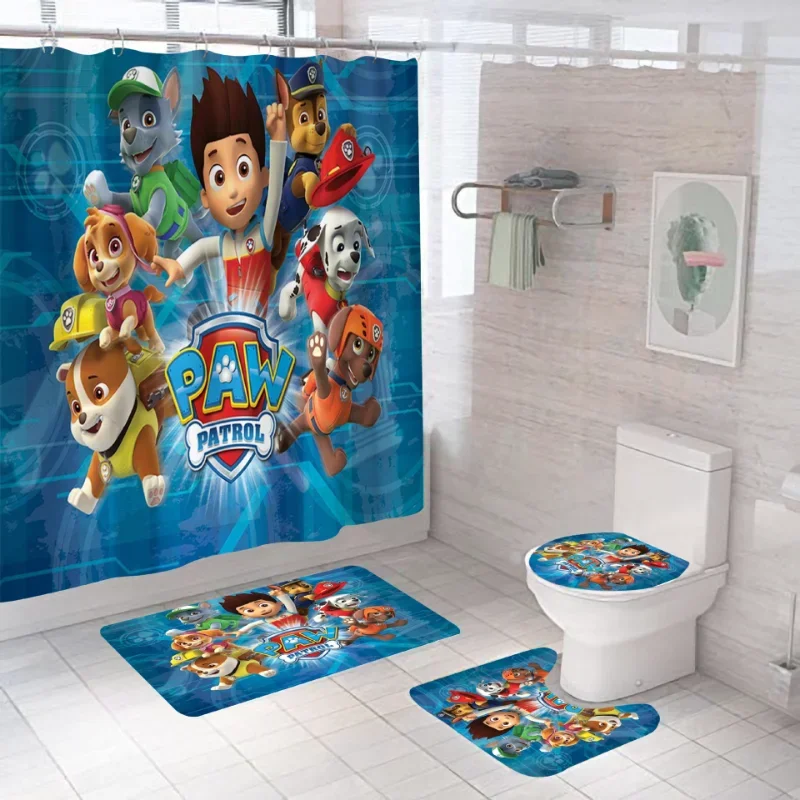 

PAW Ванная комната Patrols украшения 4 шт./компл. занавеска для душа ковер коврик для унитаза напольный коврик наборы Kawaii аксессуары для ванной комнаты