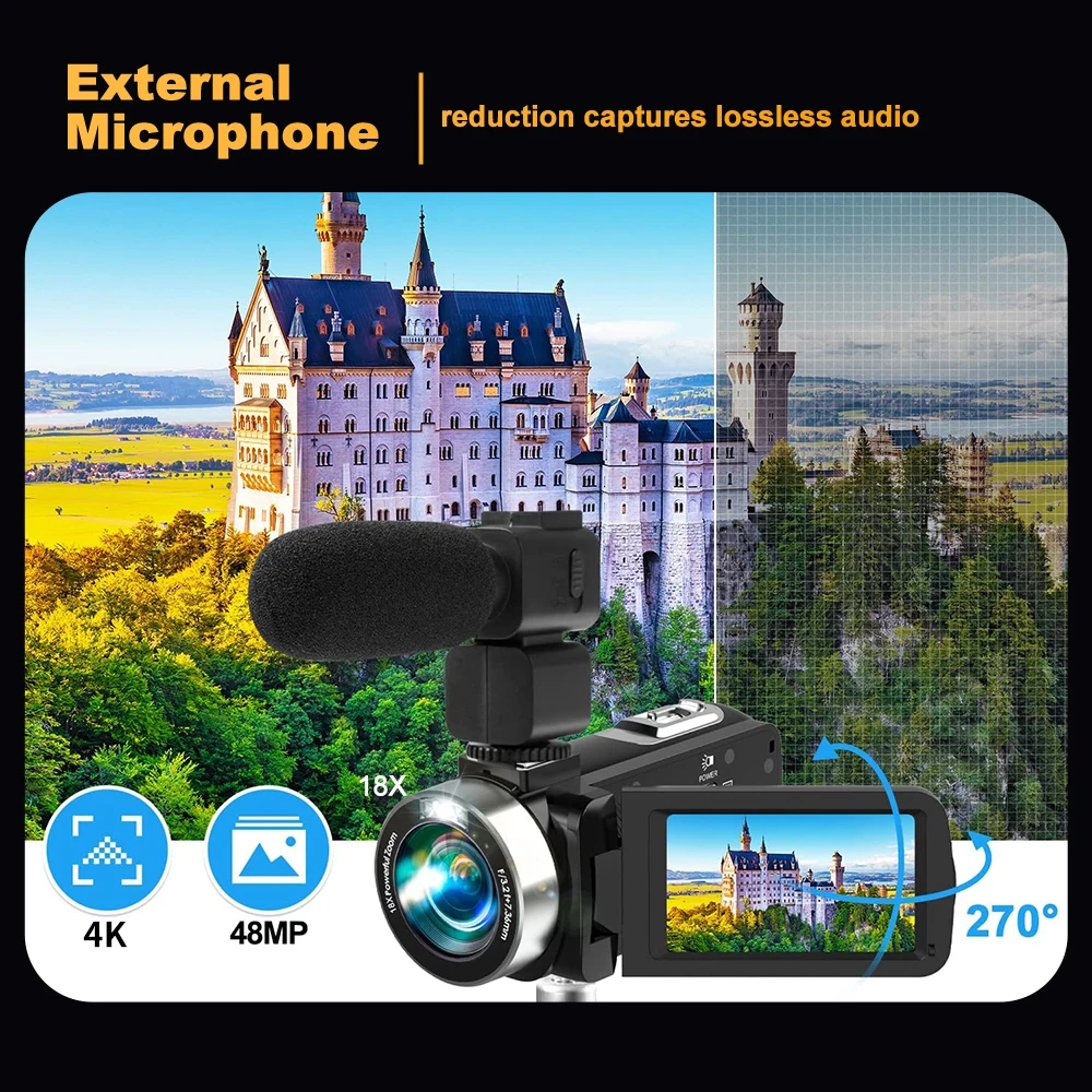 4K 42MP HD photographie numérique Portable 3840*2160P caméra Photo enregistrement vidéo DV voyage 18X Zoom IR Webcam avec écran rotatif