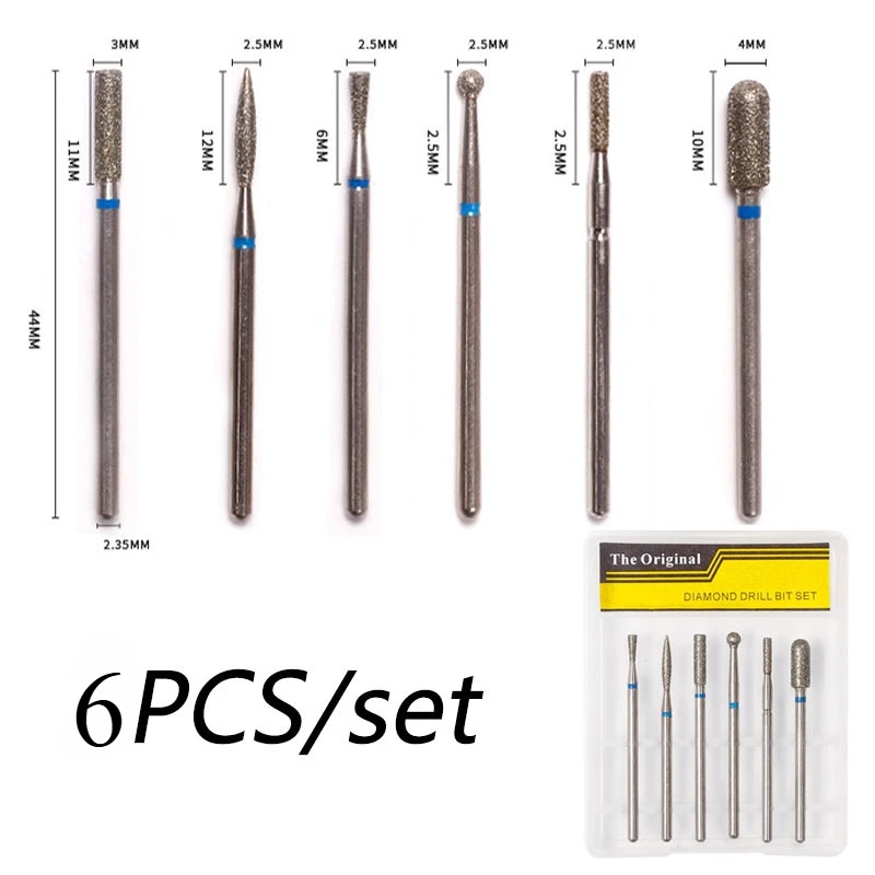 1/6/7 قطعة الماس مسمار لقمة ثقب بشرة نظيفة للجلد الميت مسمار بت المهنية الكهربائية الروتاري لدغ إهاب أداة الملحقات