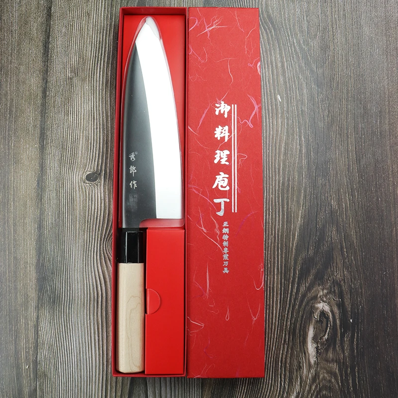 8 Inch Chef Knife Wood Handle Cleaver Meat Slicing Vegetables Stainless Steel Sashimi Knife Japanese Kitchen Fish Knife with Box