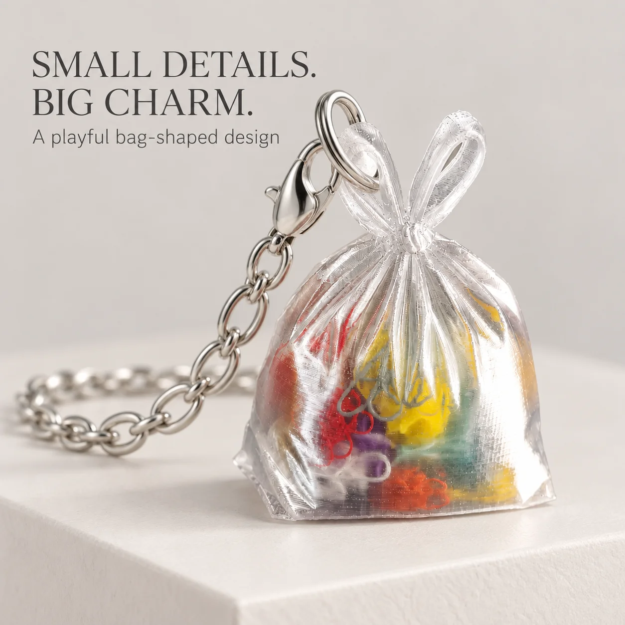 Simulation Garbage Keychain Colorful Transparent Plastic Pendant Novelty Weird Mini Bag Charm Kawaii Handbag Decoration Gift