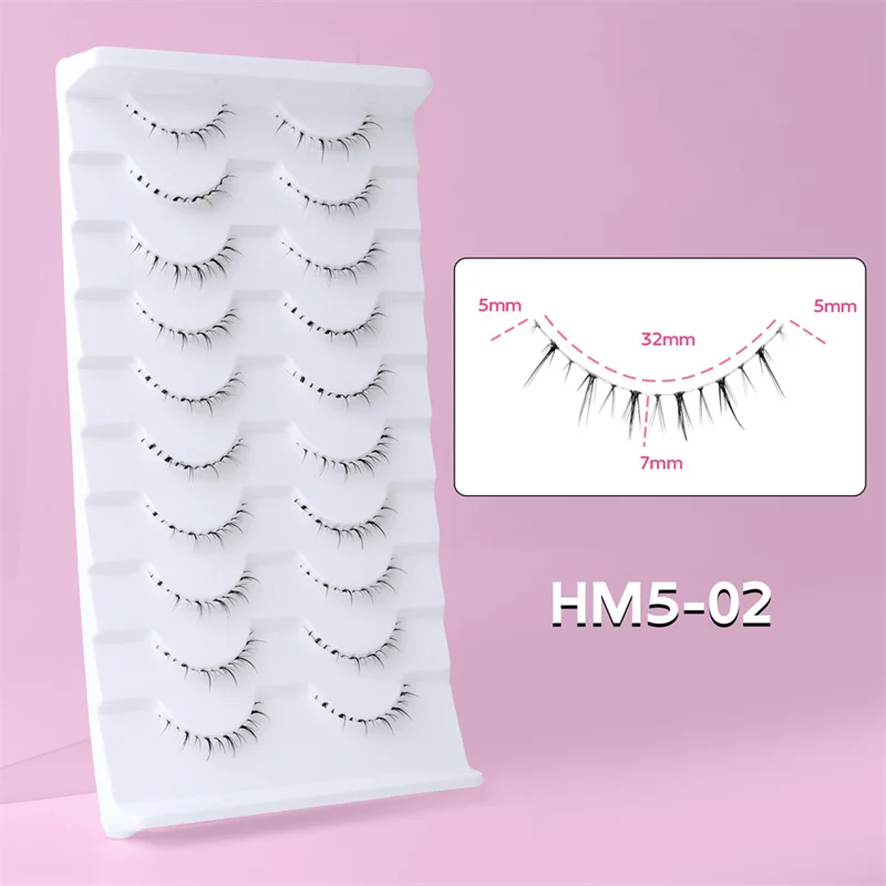 10 Paar untere Wimpern, Packung unter den Wimpern, weiche untere Wimpern, 100 % handgefertigt, transparentes Band, Manga-Unterwimpern, Make-up-Tools – Detail 8