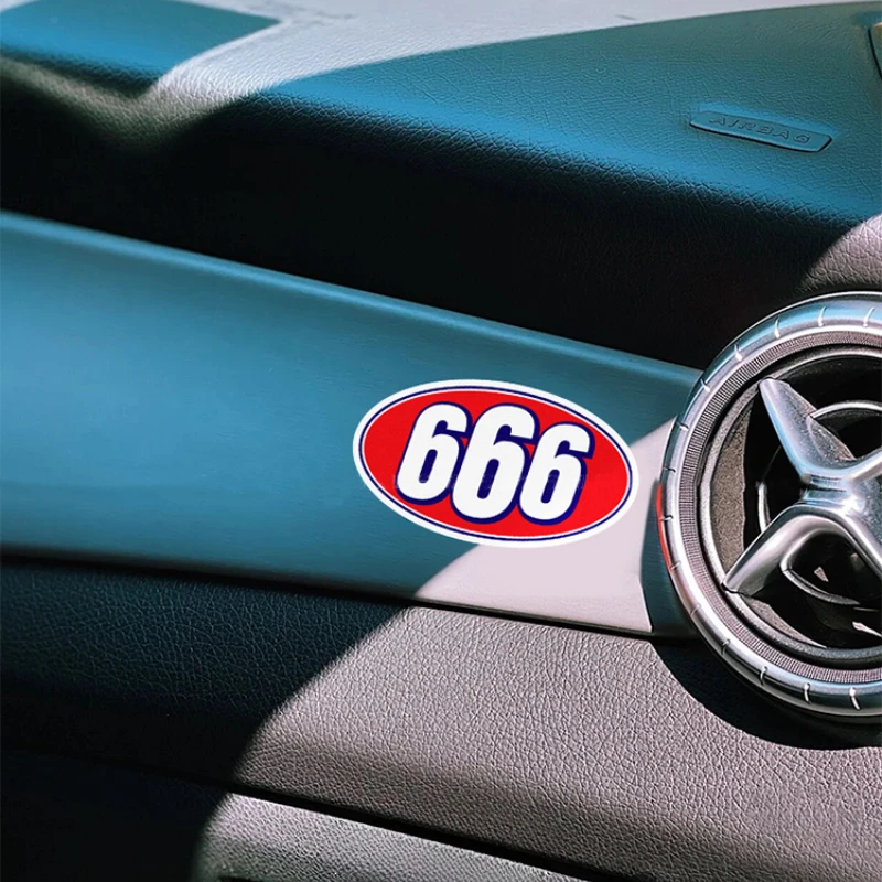 1PC Number 666 Funny Waterproof Vinyl Sticker, DIY Decals for Motorbike Fuel Tank Helmet Fairing Electric Scooter Exterior Decor
