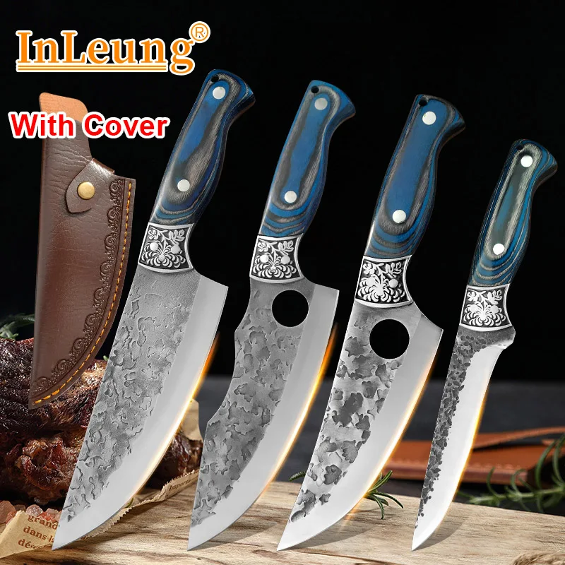 Stainless Steel Hand Forged Kitchen Knife Wood Handle Professional Butcher Boning Knife Meat Cutting Peeling Fish Fruit Knives